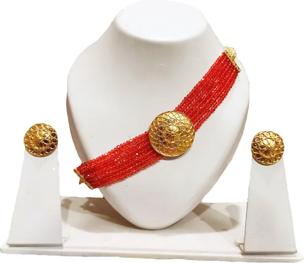 Assamese_Traditional_Gold_Plated_Red_Colour_Golpata_Necklace_Set_For_Women_&_Girls
